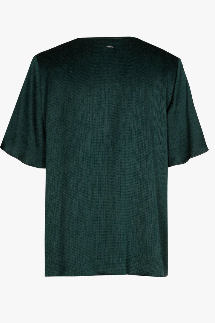 bottle green satijnen blouse