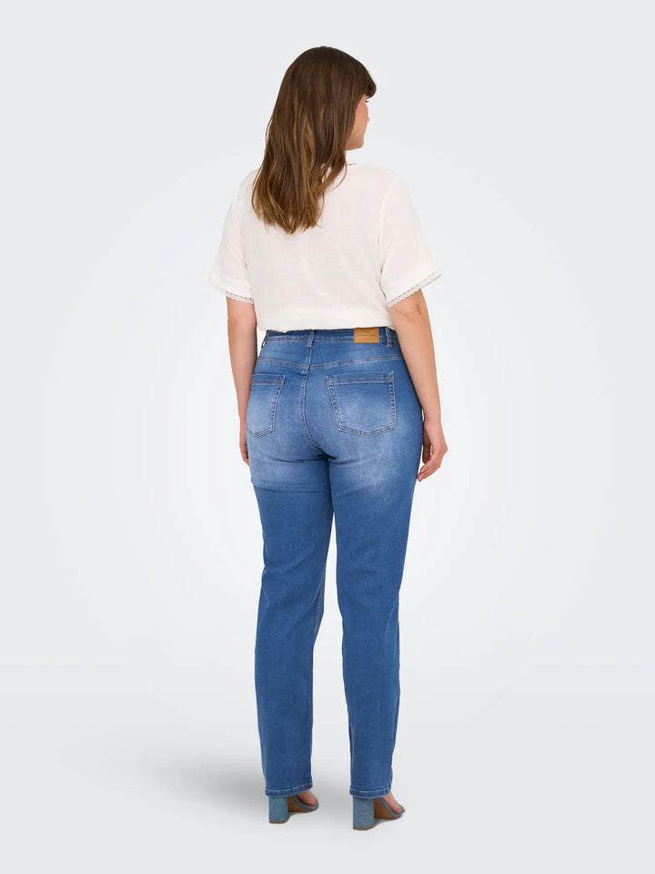 Trendy Straight Jeans In Mediumblauw Denim