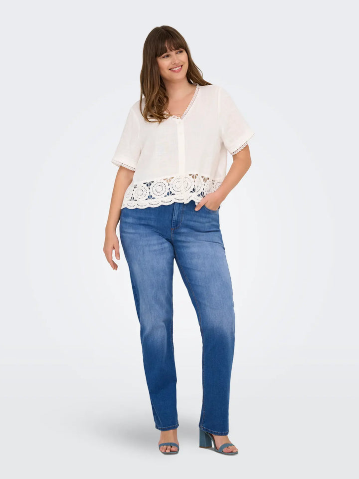 Trendy Straight Jeans In Mediumblauw Denim