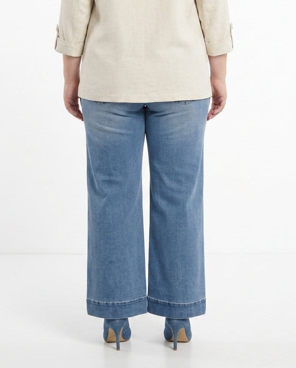 Lichte Wide Leg Jeans met Sjaal