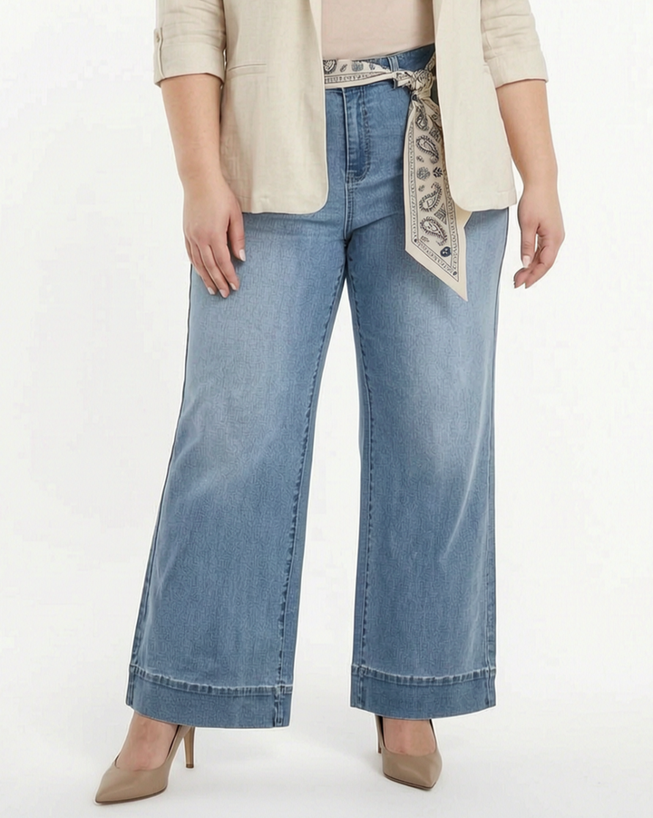 Lichte Wide Leg Jeans met Sjaal