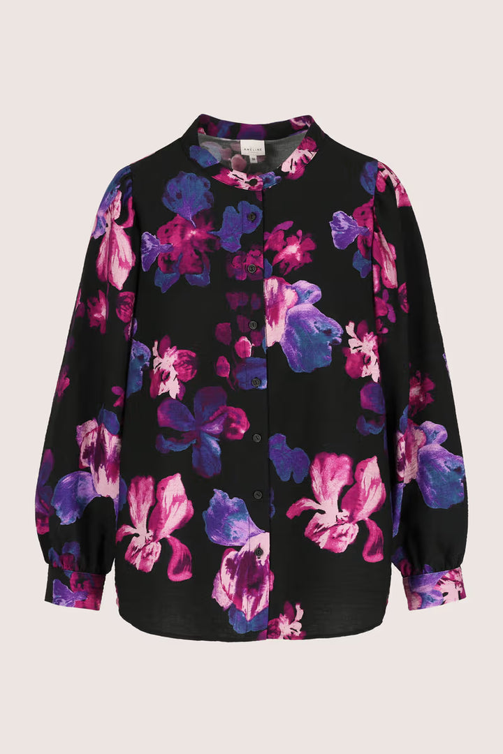 Zwarte Blouse Met Bloemenprint