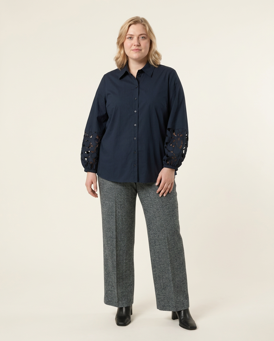 Donkerblauwe Broek met Lurexdetail