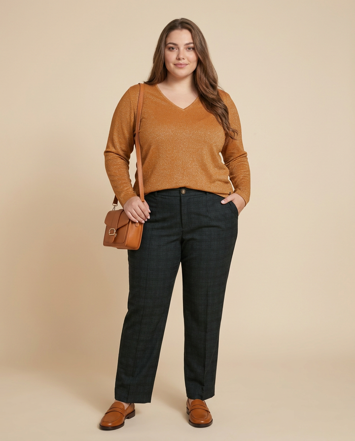 Groene Geruite Broek met Rechte Pijpen