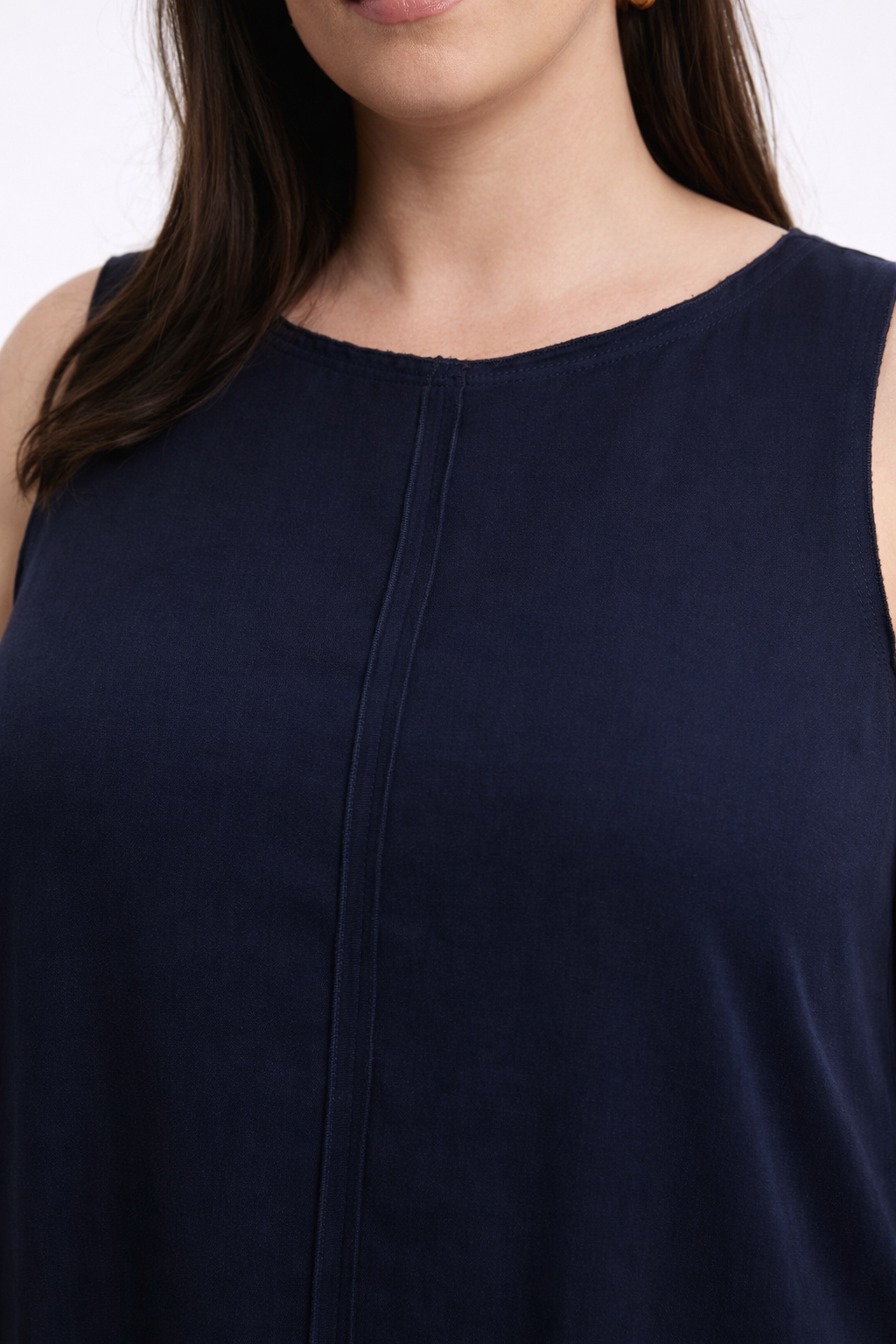 Donkerblauwe Maxi Jurk Met Zakken