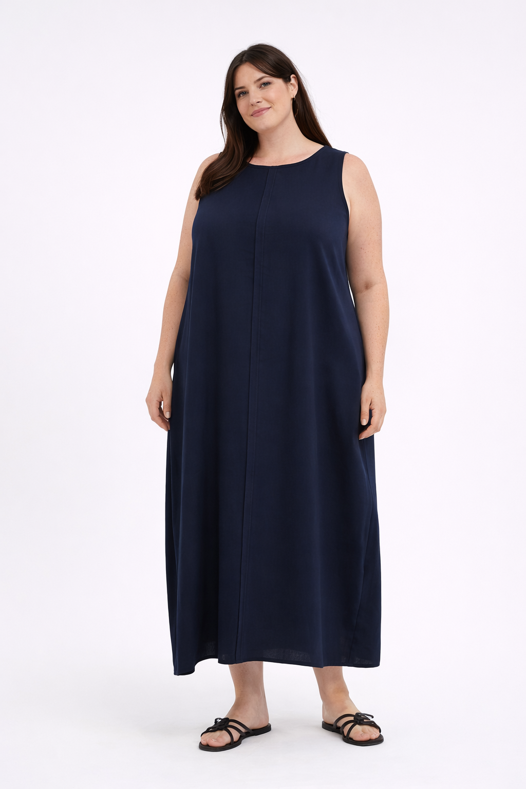 Donkerblauwe Maxi Jurk Met Zakken