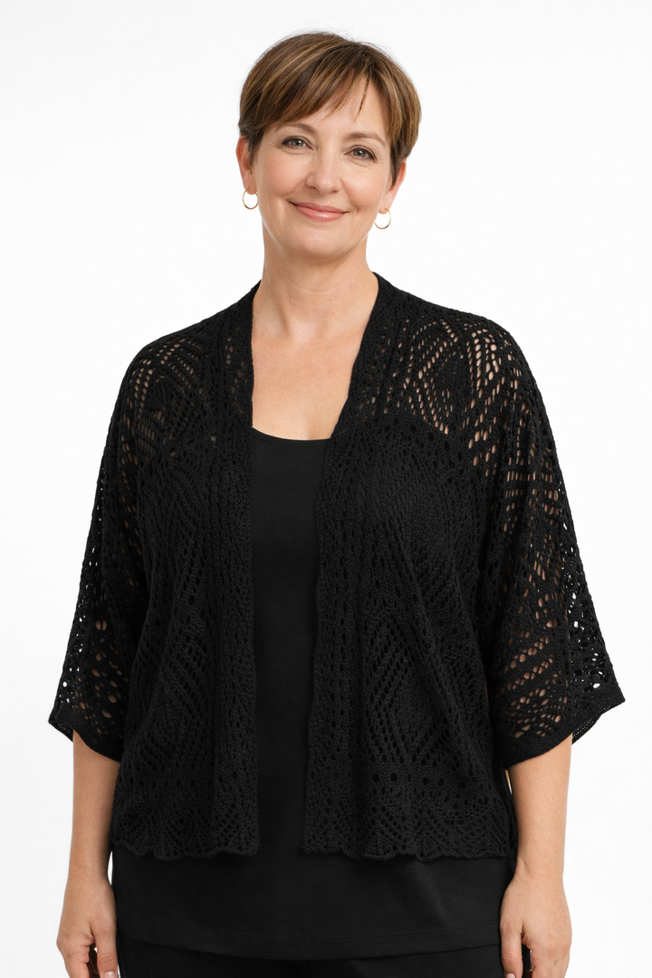 Zwarte Gehaakte Korte Vest