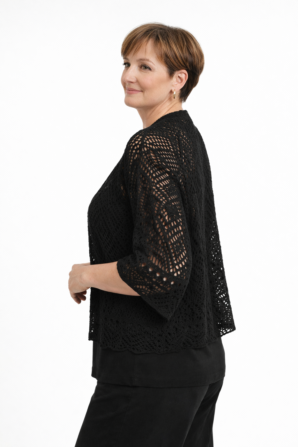 Zwarte Gehaakte Korte Vest