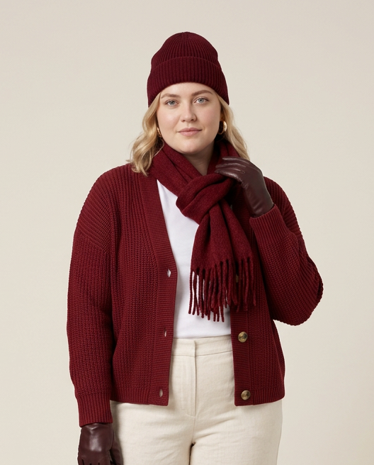 Bordeaux gebreid damesvest grote maten – ONLY CARMAKOMA