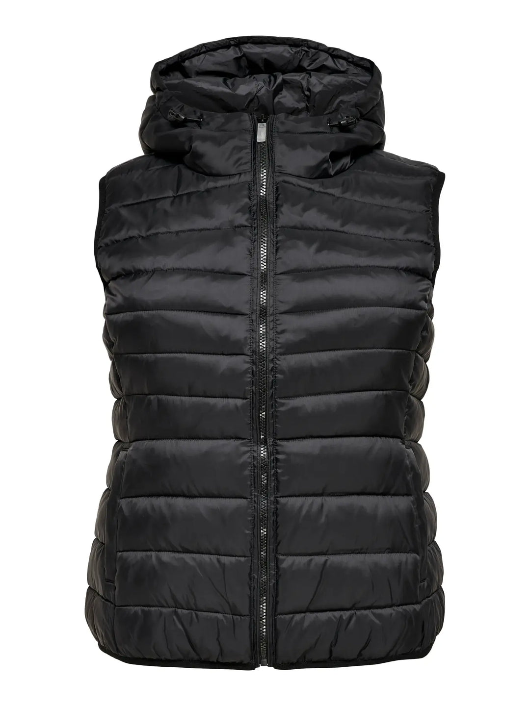 Zwarte Gewatteerde Gilet Met Kap