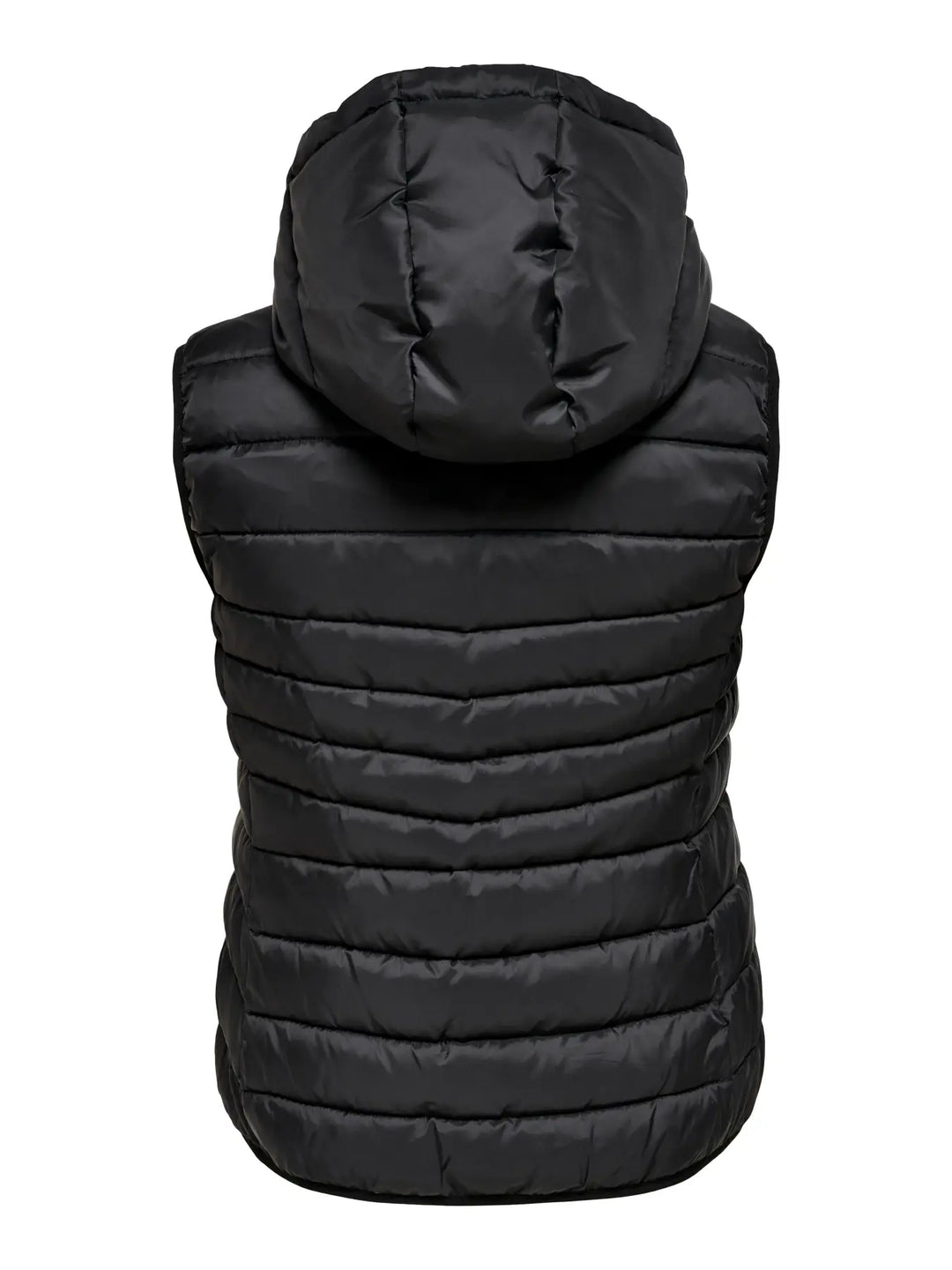 Zwarte Gewatteerde Gilet Met Kap
