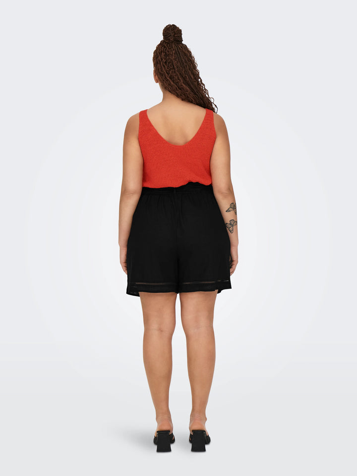 Zwarte Plussize Short Met Strikceintuur