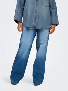 trendy wide-leg jeans in mediumblauw denim