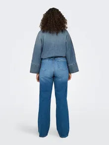 trendy wide-leg jeans in mediumblauw denim