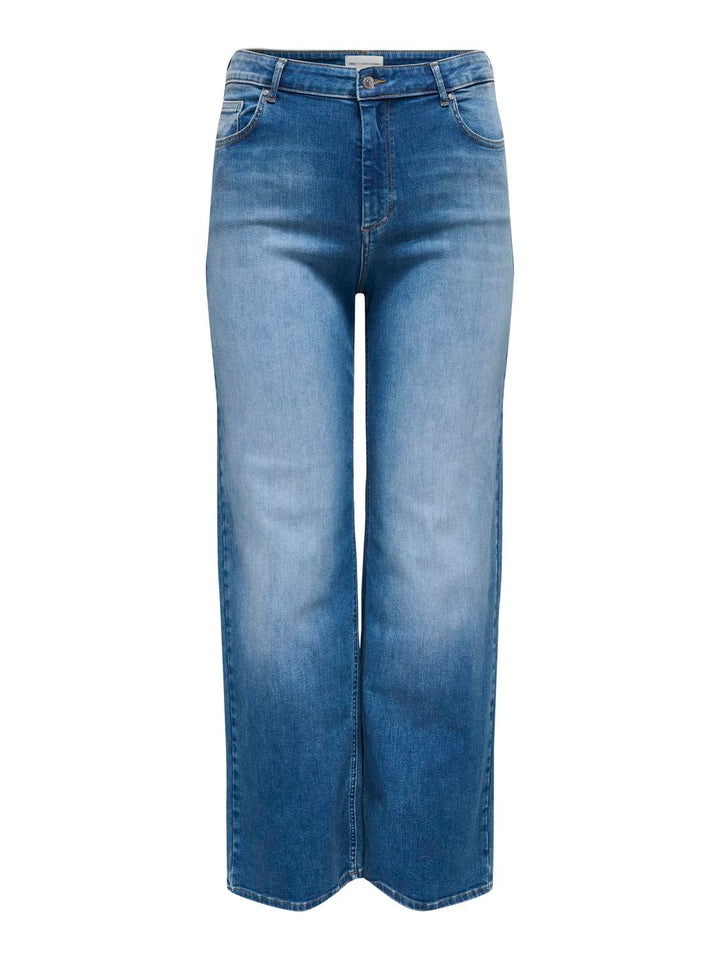 trendy wide-leg jeans in mediumblauw denim