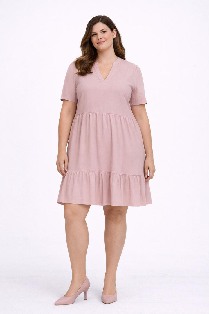 Zachtroze Linnen Jurk