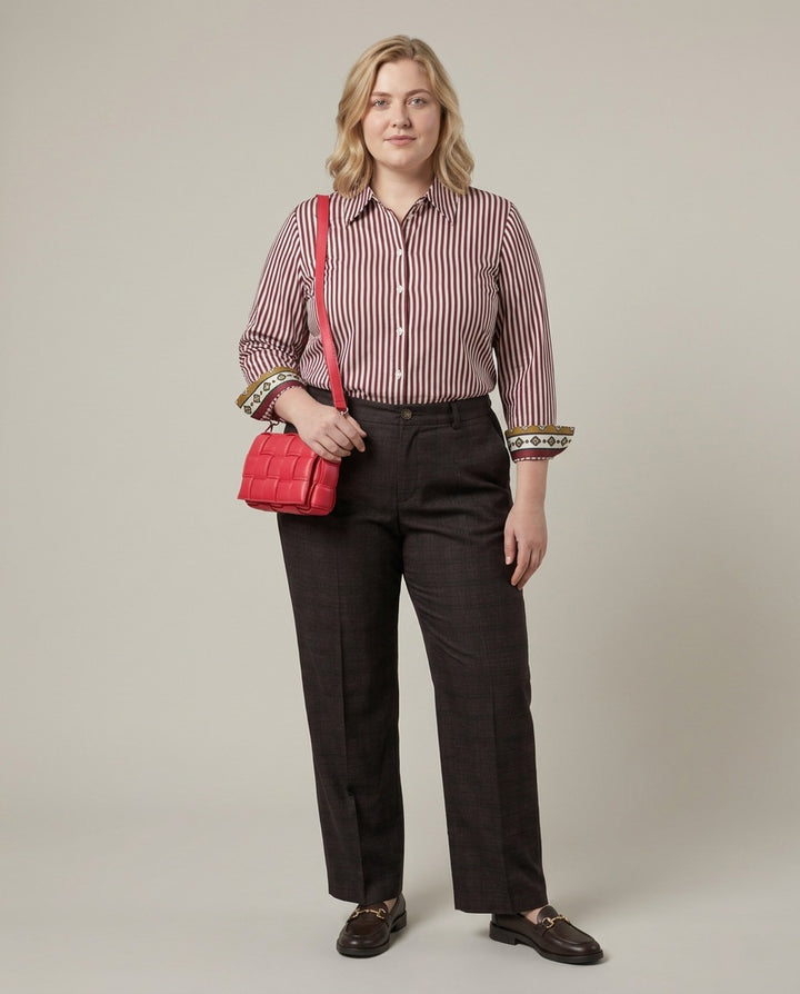 Bordeaux Gestreepte Printblouse