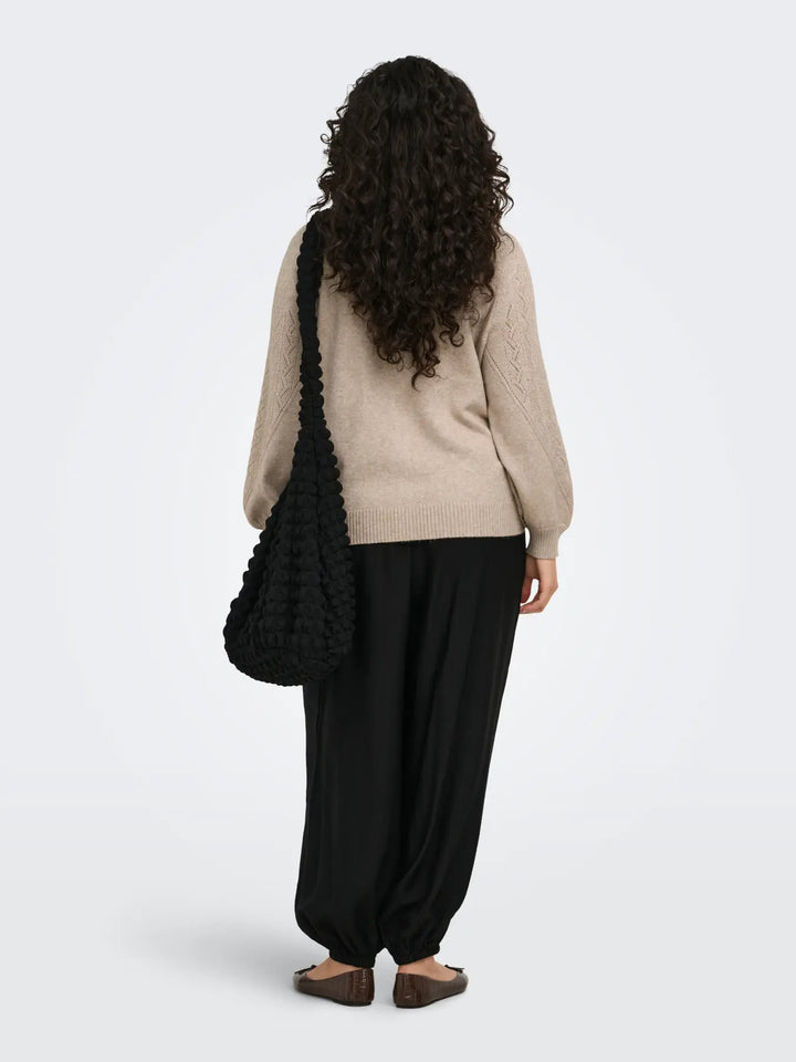 Beige Cardigan Met Structuurbreisel