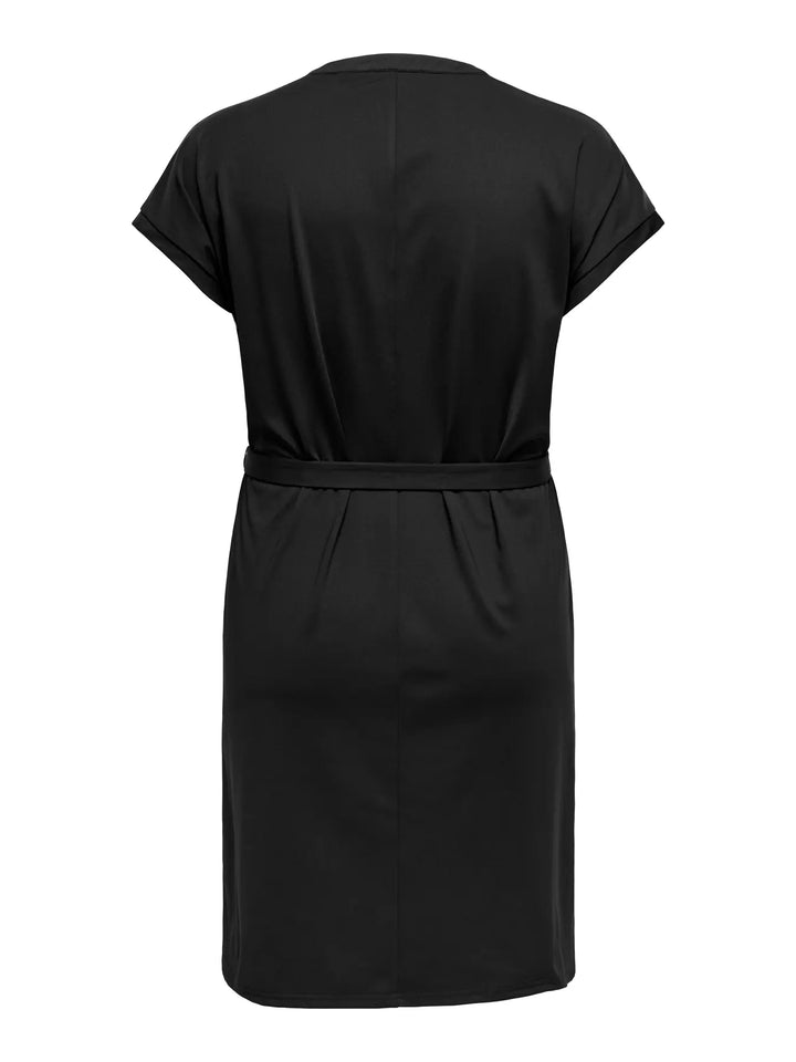 Zwarte V-hals Jurk Met Taillelint