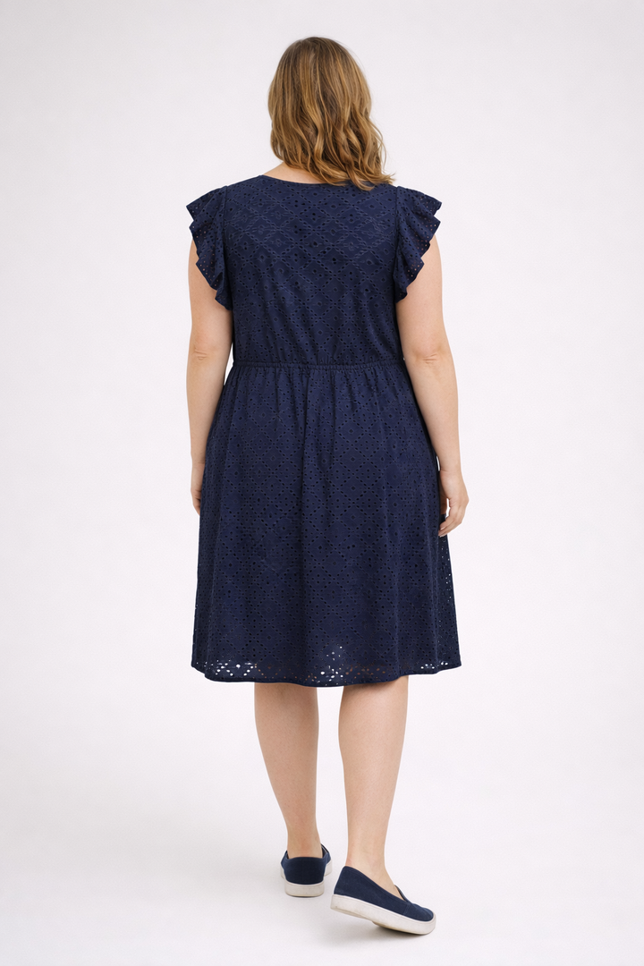 Donkerblauwe Broderie Jurk