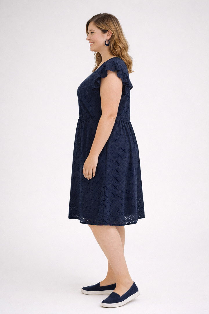 Donkerblauwe Broderie Jurk