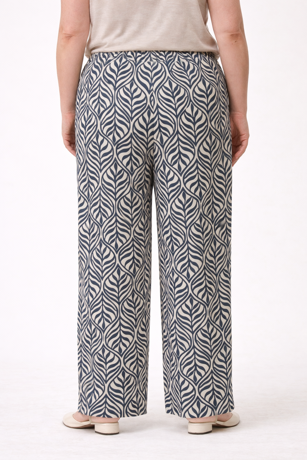 Blauwe Bladprint Broek