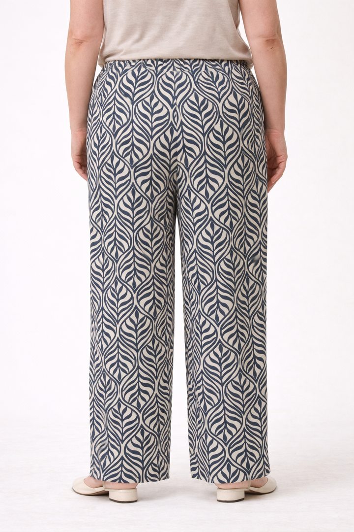 Blauwe Bladprint Broek