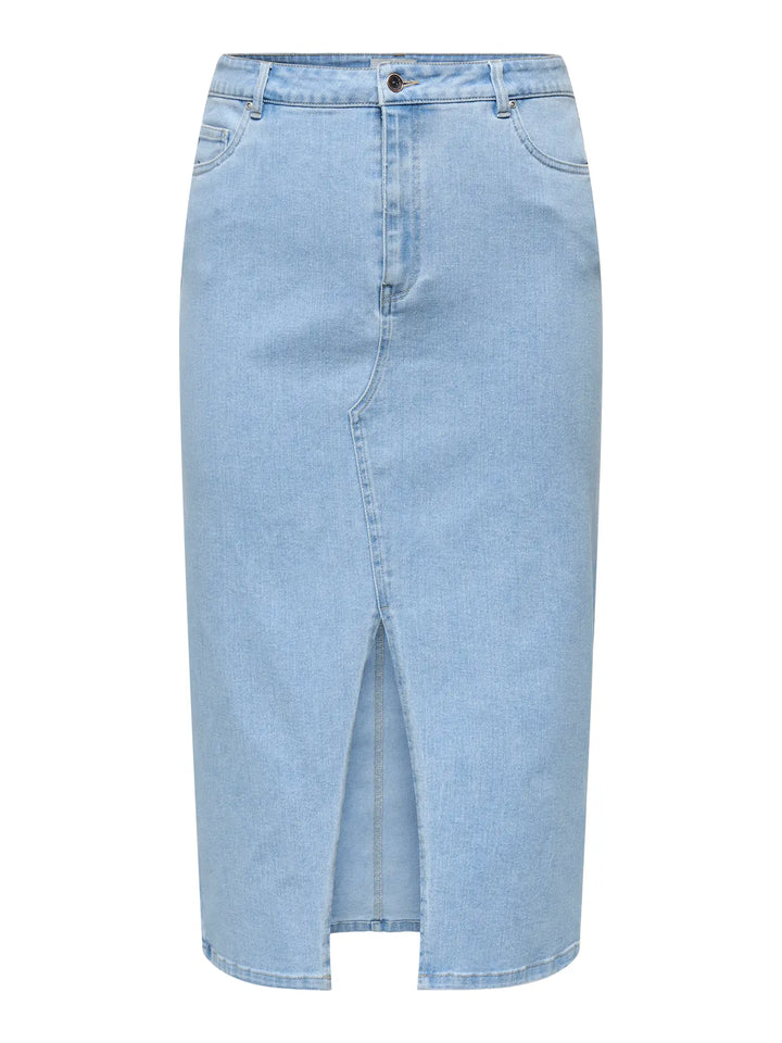 Denim Kokerrok Met Split