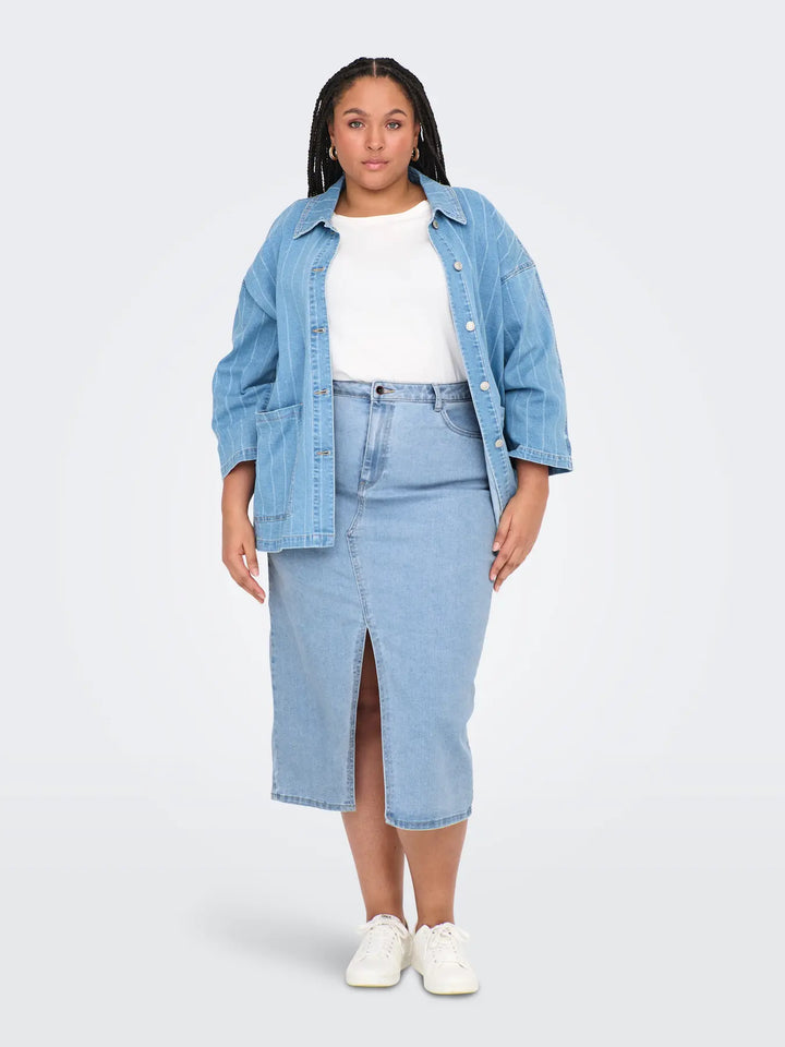 Denim Kokerrok Met Split