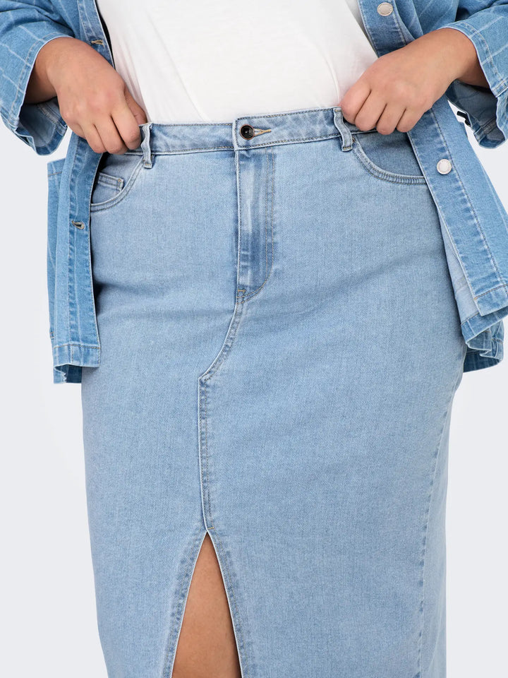 Denim Kokerrok Met Split