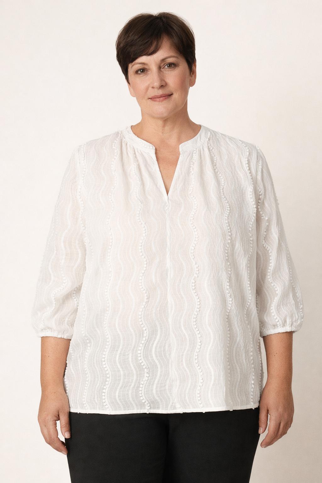 witte katoenen blouse met structuur