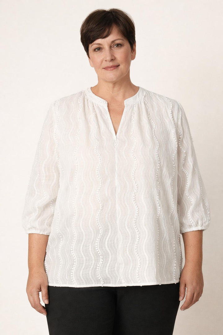 witte katoenen blouse met structuur