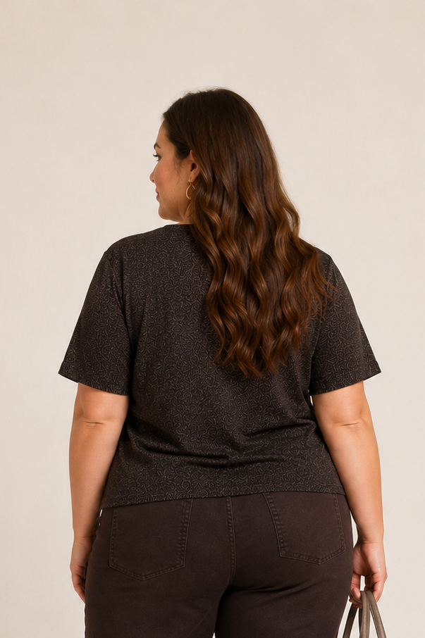 Glanzende V-hals T-shirt
