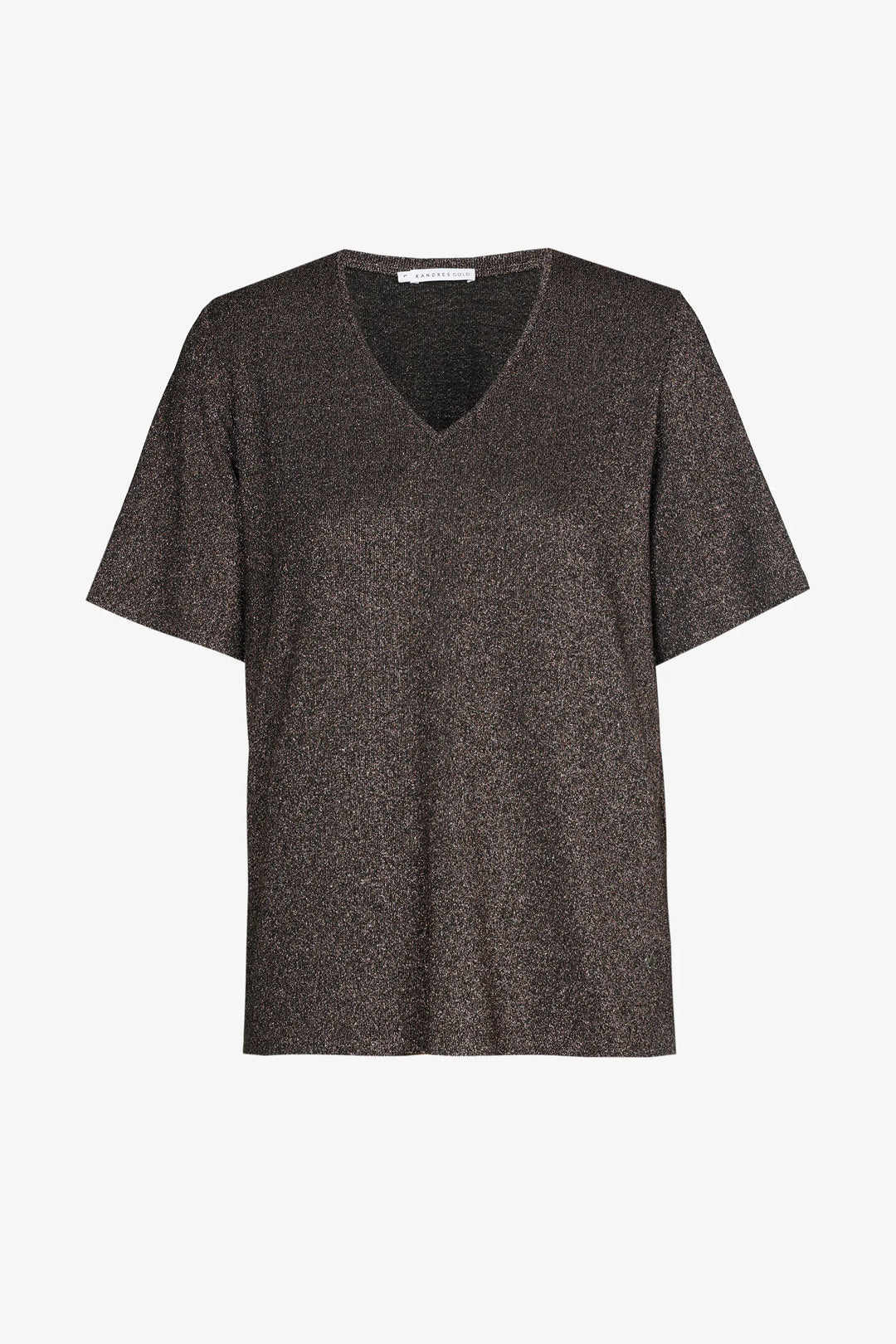 Glanzende V-hals T-shirt