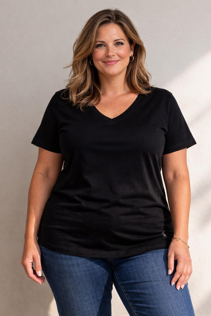 T-Shirt V-Hals Zwart