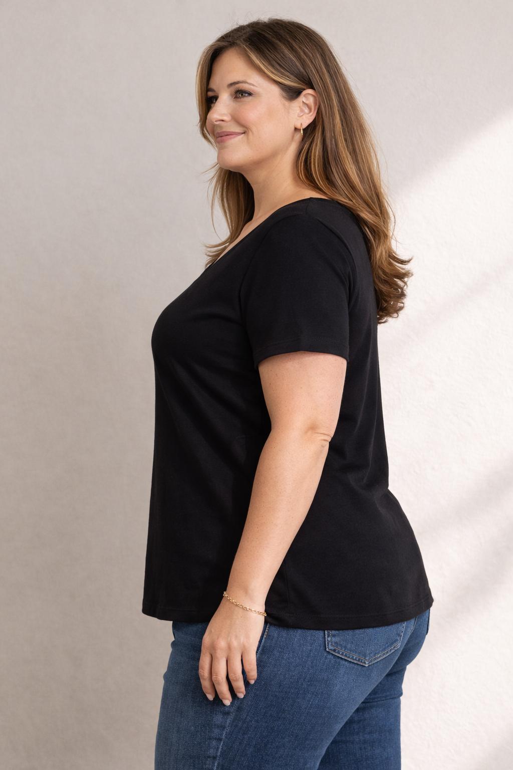 T-Shirt V-Hals Zwart