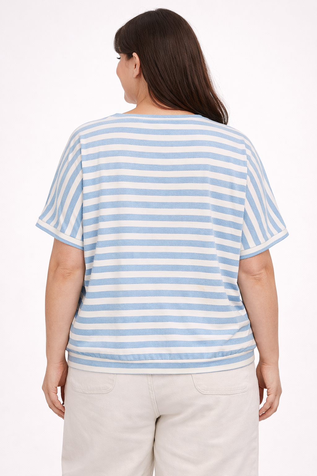 Gestreepte T-shirt Met Glansdraad In River Blue