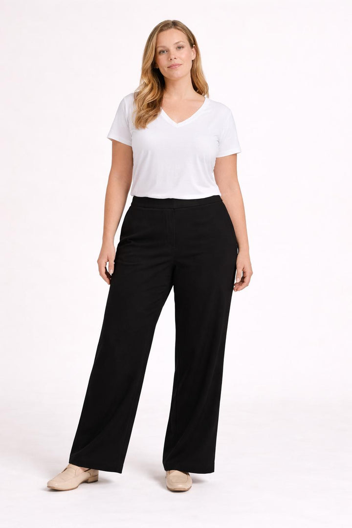 Rechte Broek Met Elastische Tailleband In Zwart