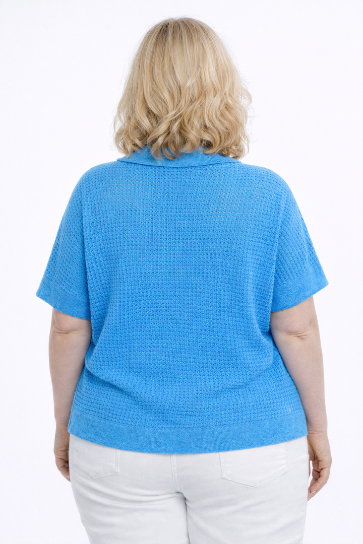 Blauwe Gebreide Polotrui