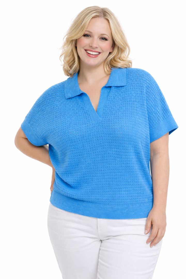 Blauwe Gebreide Polotrui