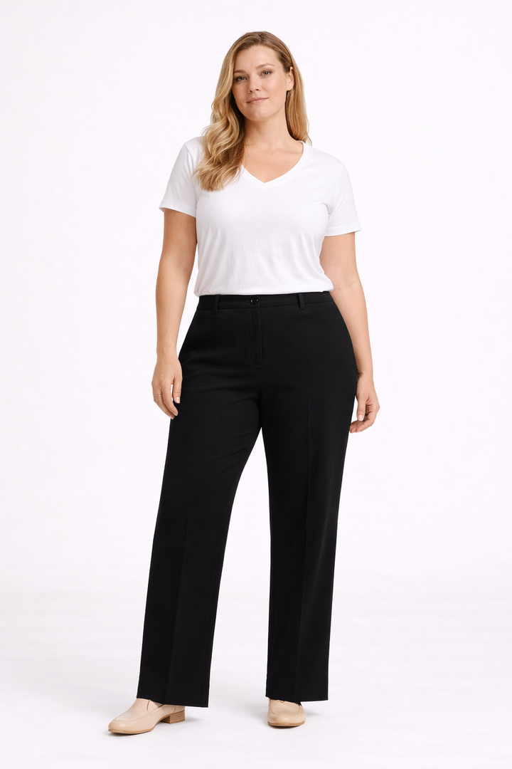 Zwarte Rechte Broek Met Rits