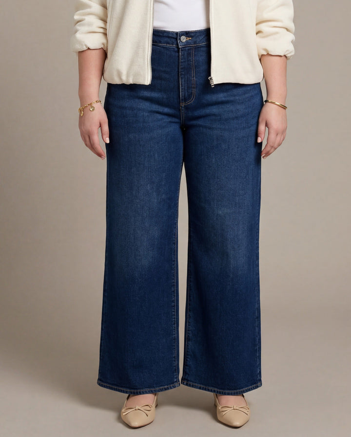 Donkerblauwe Wide Leg Jeans