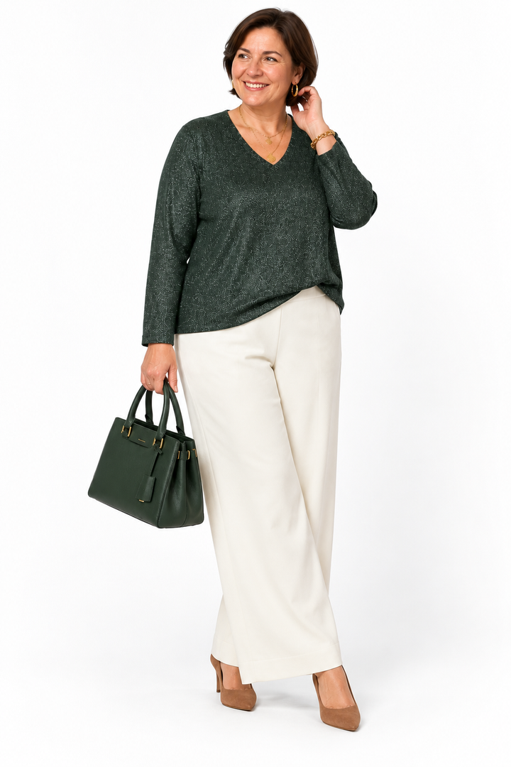 Groen Lurex Shirt met V-hals