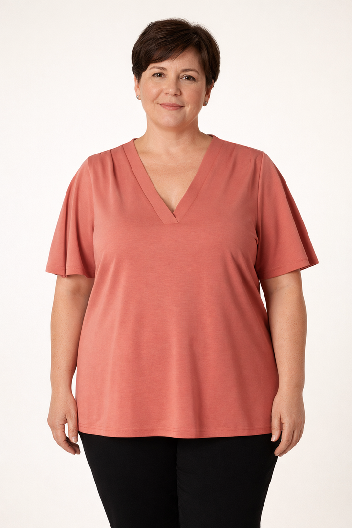 Dark Terra Top Met V-hals