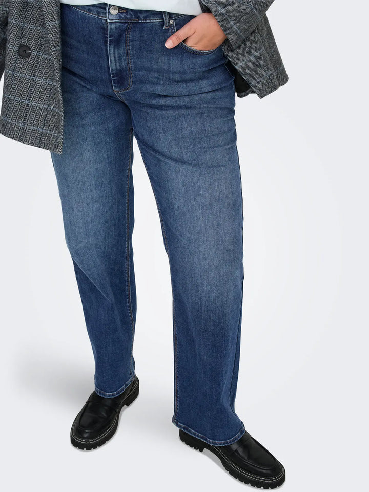 Trendy Straight Jeans In Dark Blue Denim