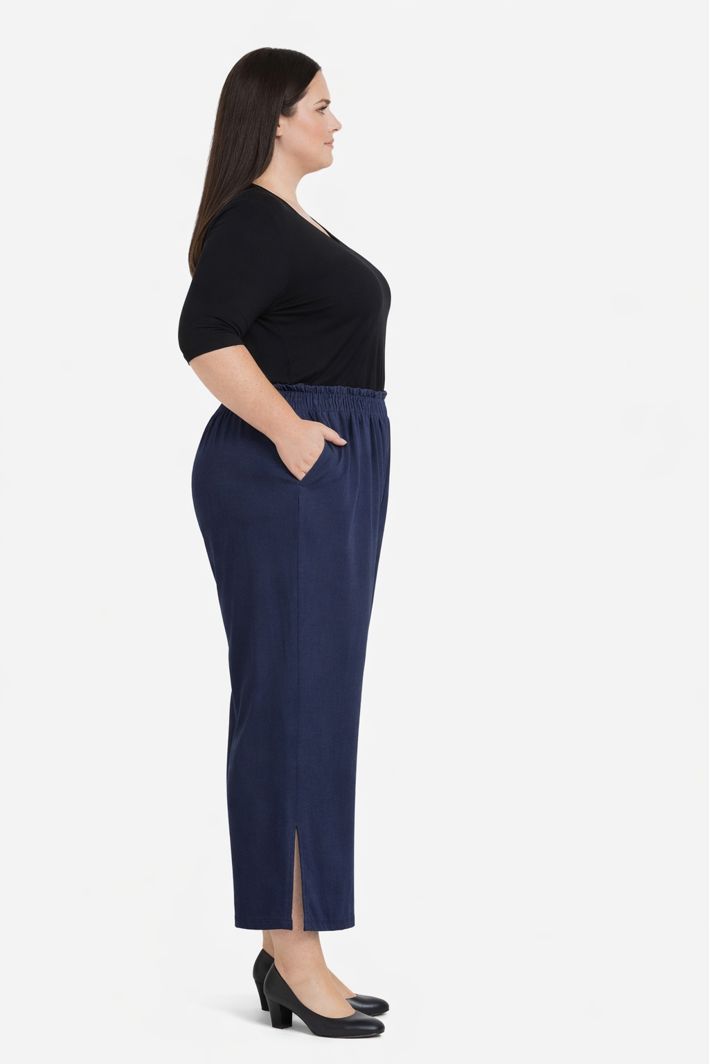 Wijde Broek in Navy Rayon