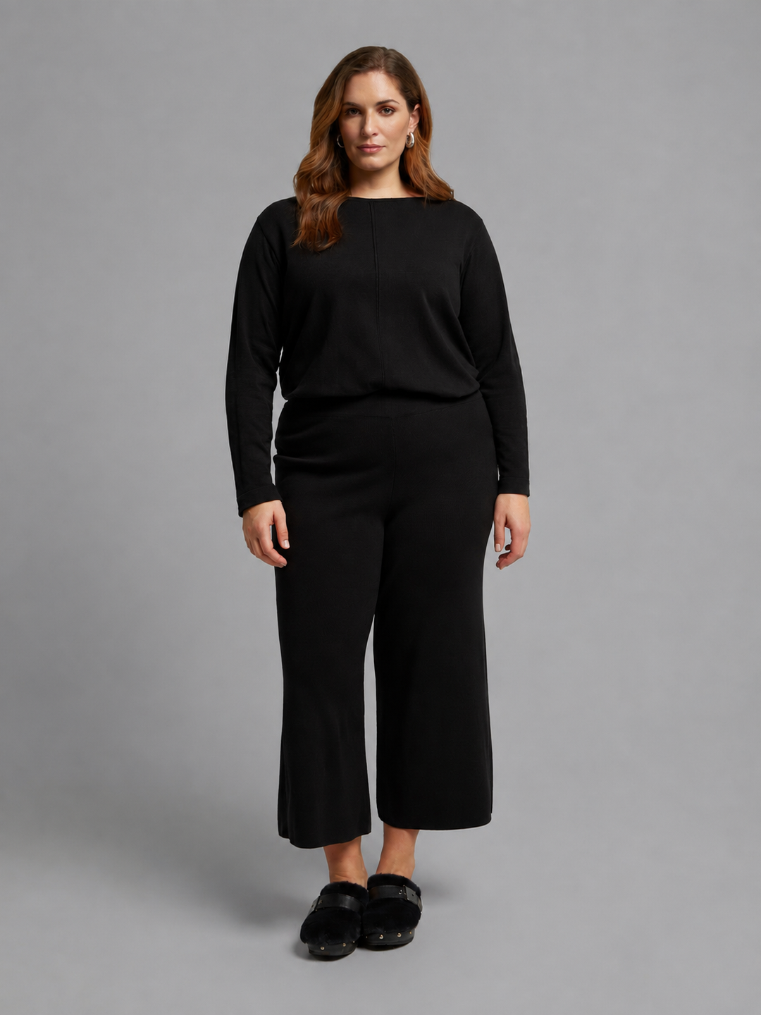 zwarte gebreide broek