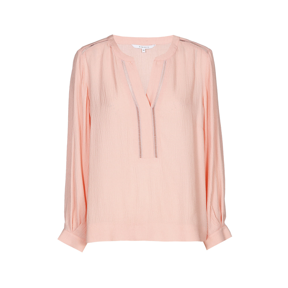roze blouse van viscose - xandres - - grote maten - dameskleding - kledingwinkel - herent - leuven