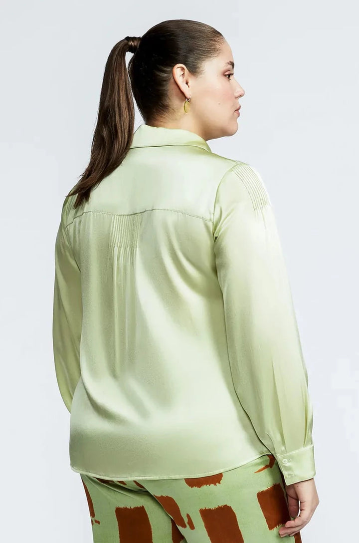 zijde blouse in green wash - xandres - - grote maten - dameskleding - kledingwinkel - herent - leuven