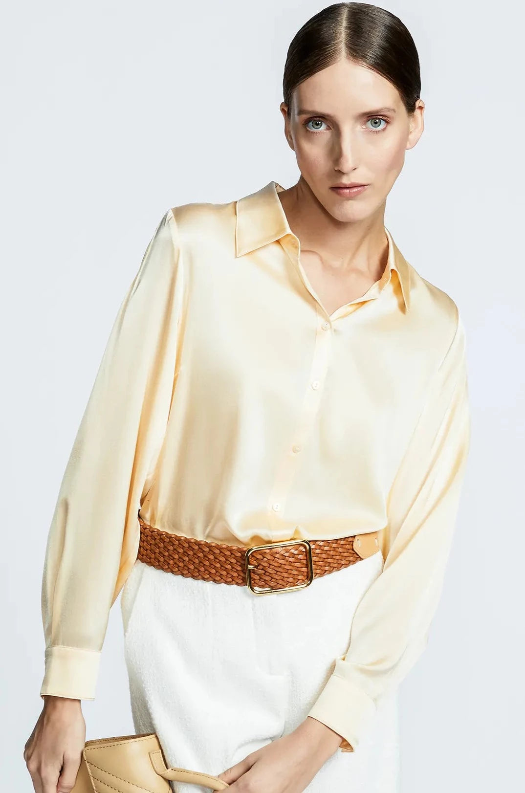 zijde blouse in vanilla - xandres - - grote maten - dameskleding - kledingwinkel - herent - leuven